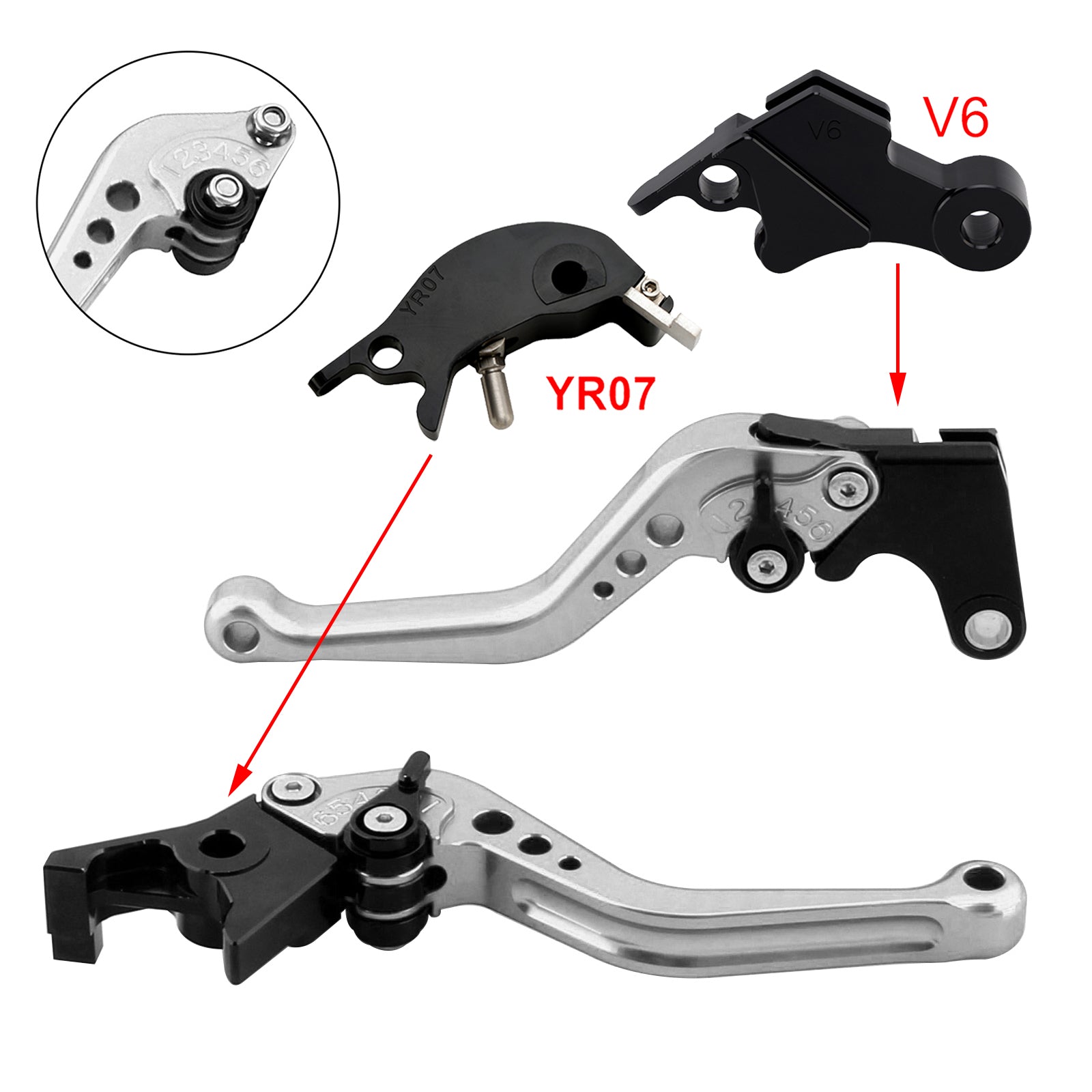 24–25 Yamaha XSR900 XSR900GP MT-09 MT-09SP NEU Kurzkupplungs-Bremshebel