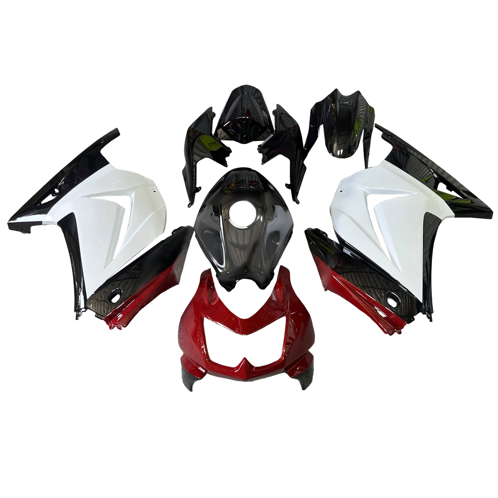 Amotopart 2008-2012 Kawasaki EX250/Ninja 250R White Black Red Fairing Kit