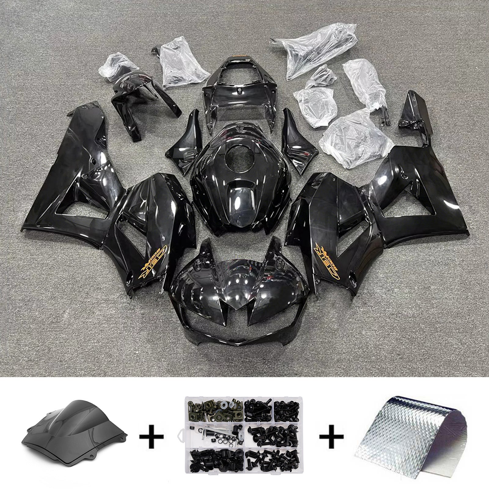 Amotopart 13-26 US ver. & 13-23 European ver. Honda CBR600RR Glossy Black Fairing Kit
