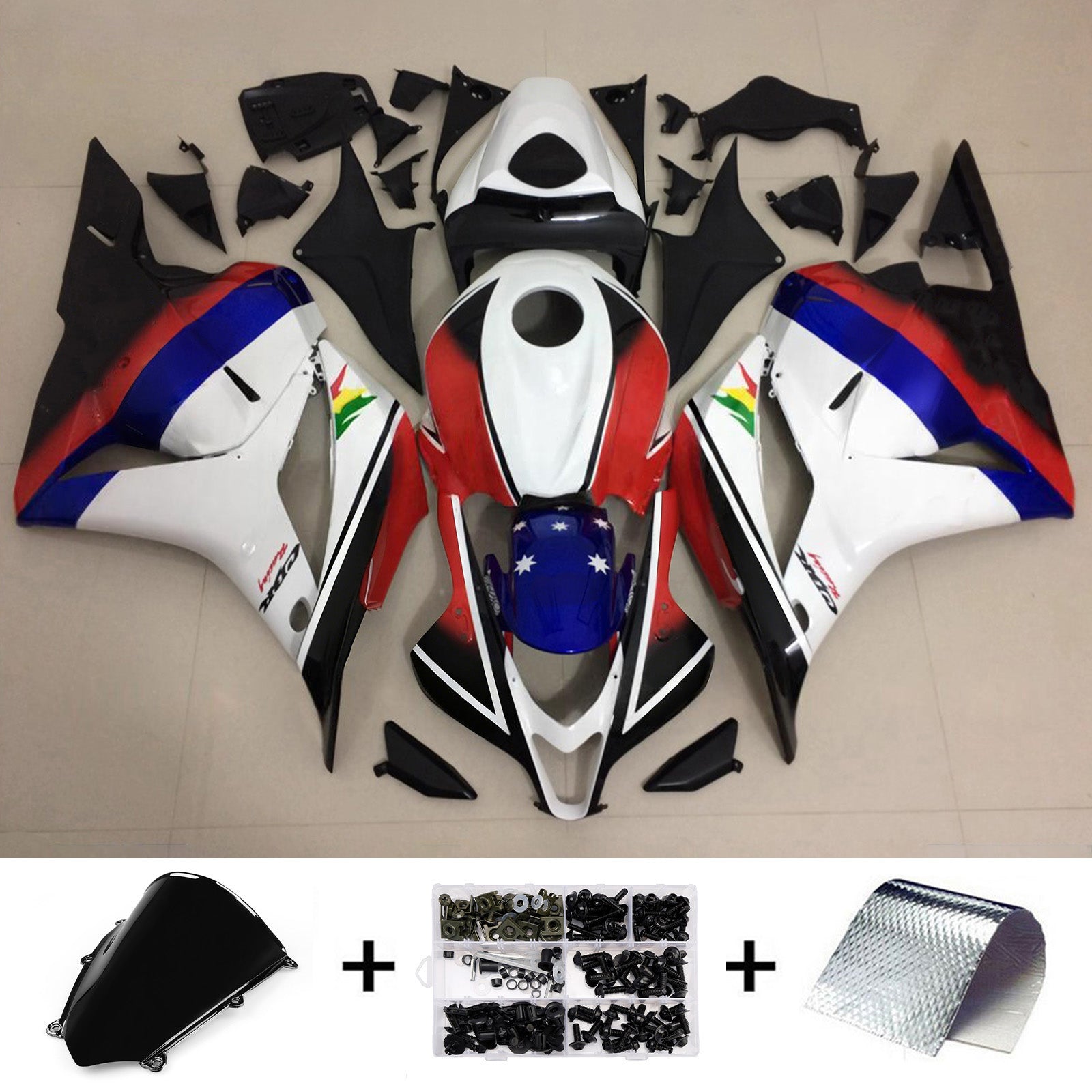 Amotopart 2009-2012 Honda CBR600RR White Black Red Blue Fairing Kit