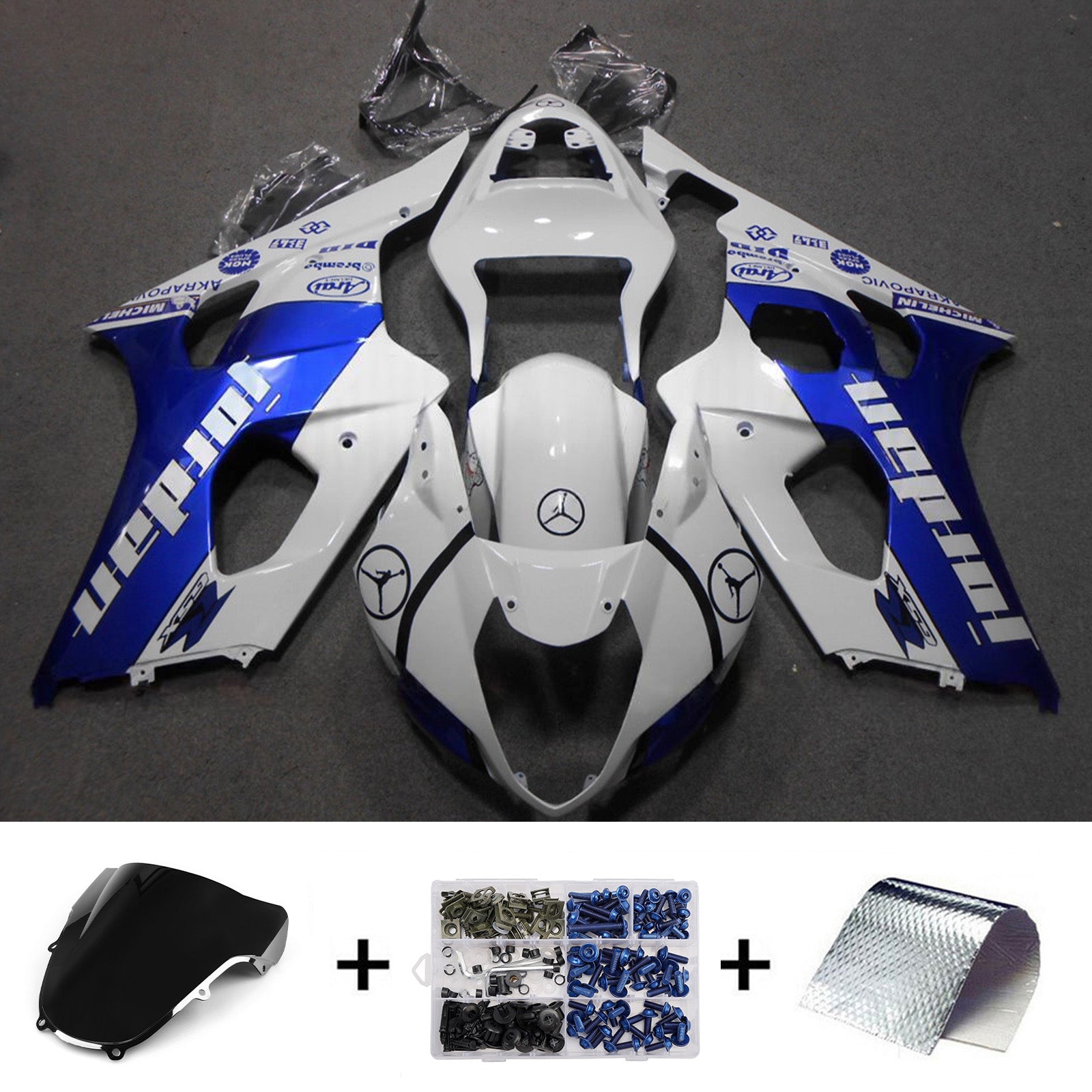 Amotopart 2000-2002 Suzuki GSXR1000 Blue White Fairing Kit