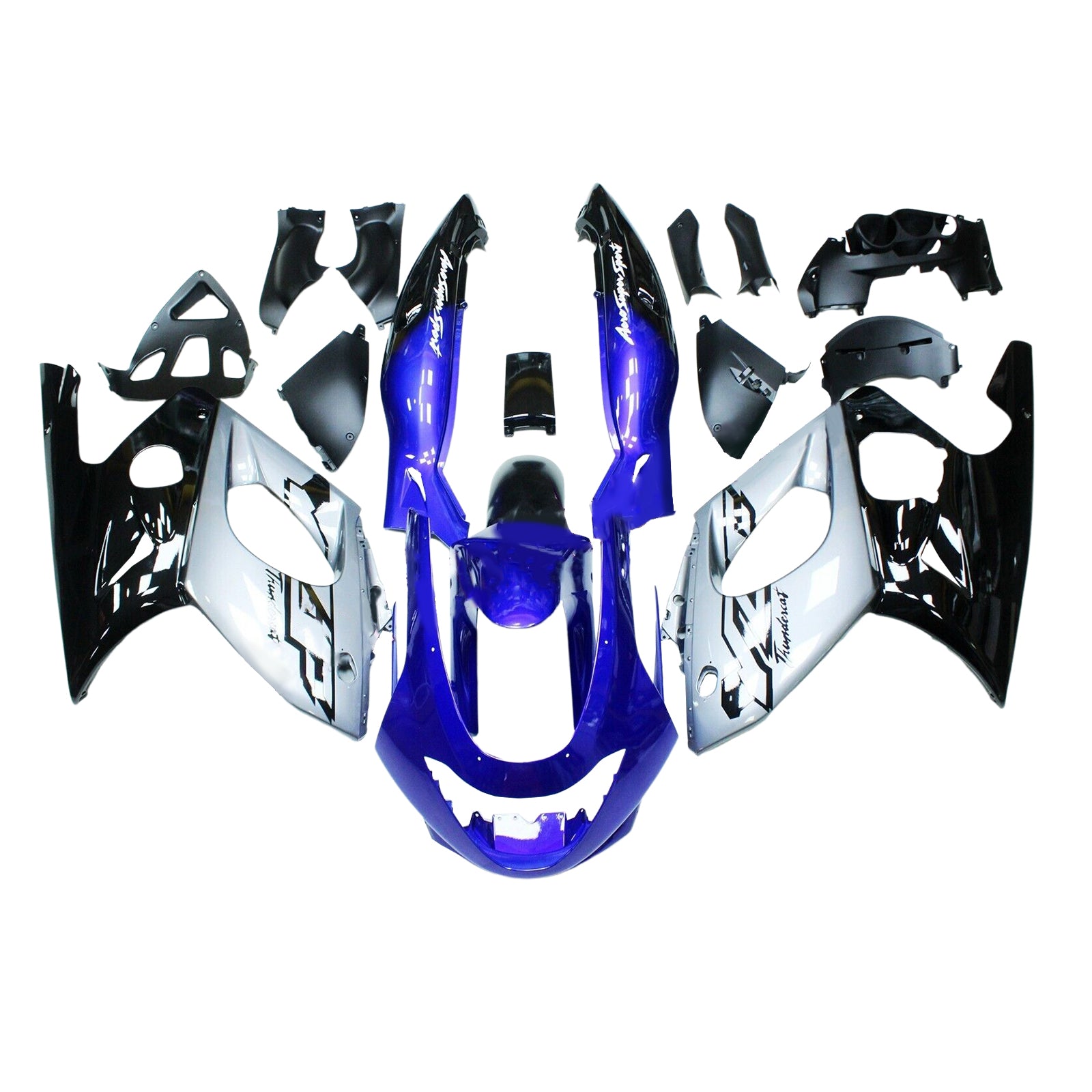 Amotopart 1996-2007 Yamaha YZF 600r Thundercat Blue Gray Black Silver Fairing Kit