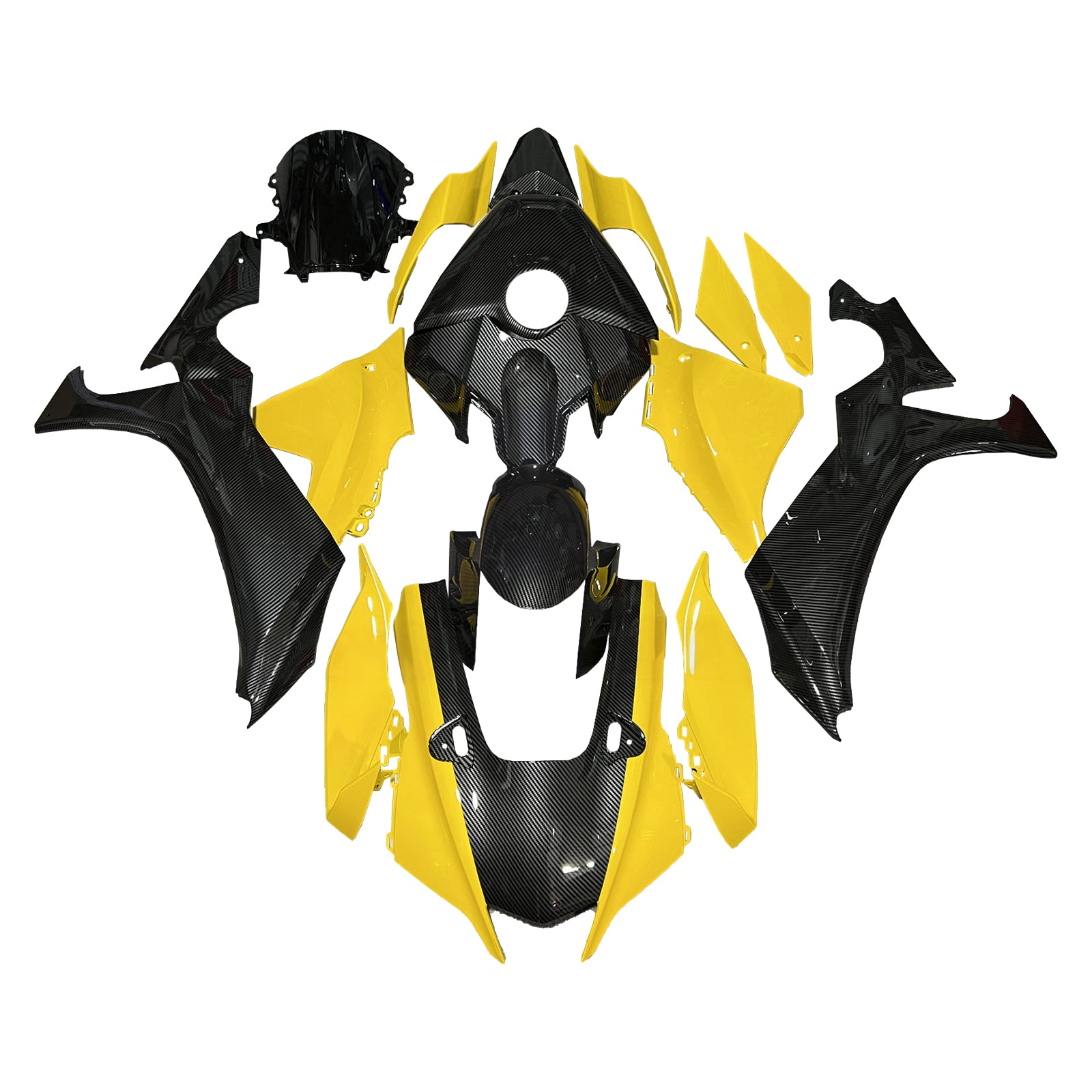 Amotopart 2020-2025 Yamaha YZF-R1 Carbon Fiber Yellow Fairing Kit