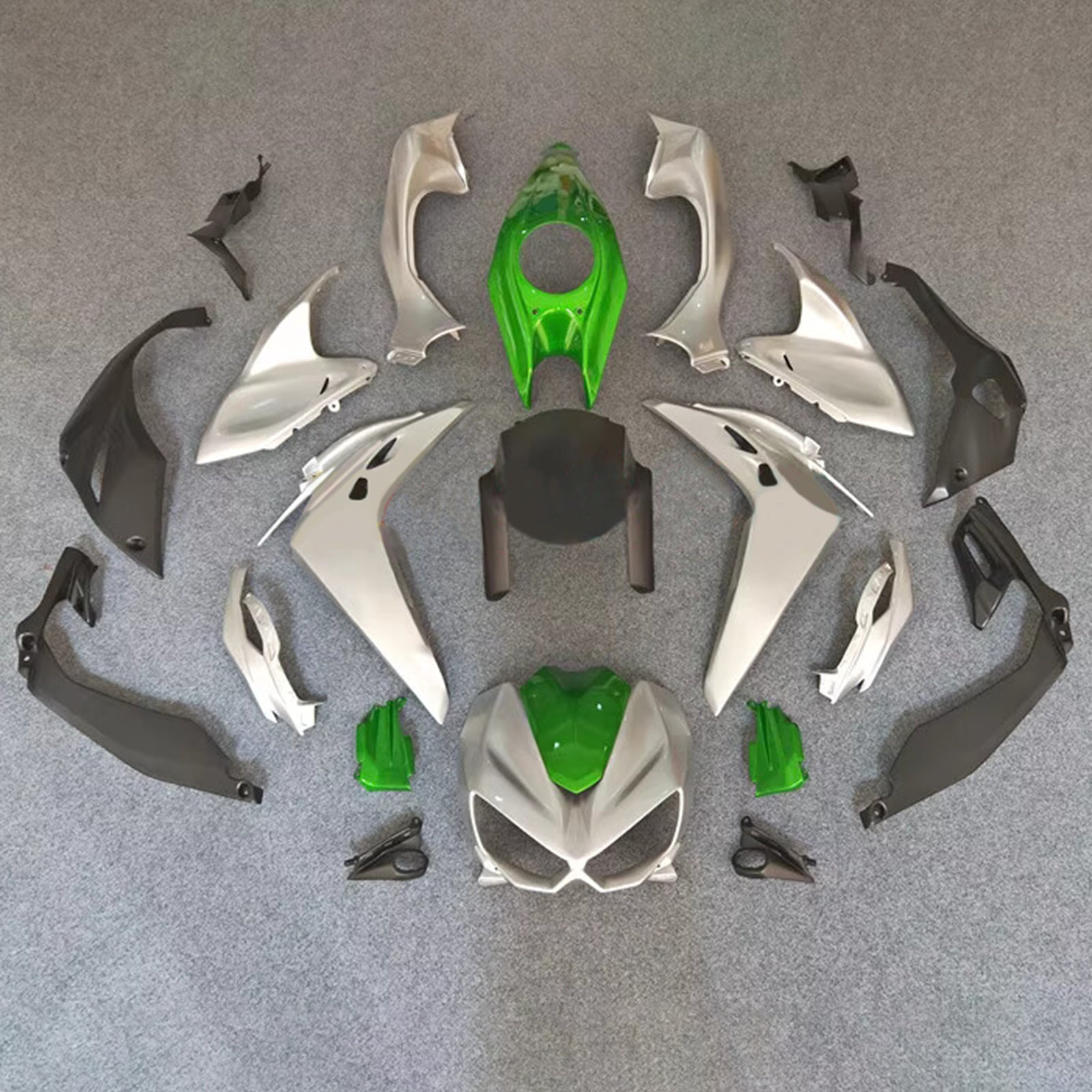 Amotopart 2014-2017 Kawasaki Z1000 Silver Green Black Fairing Kit