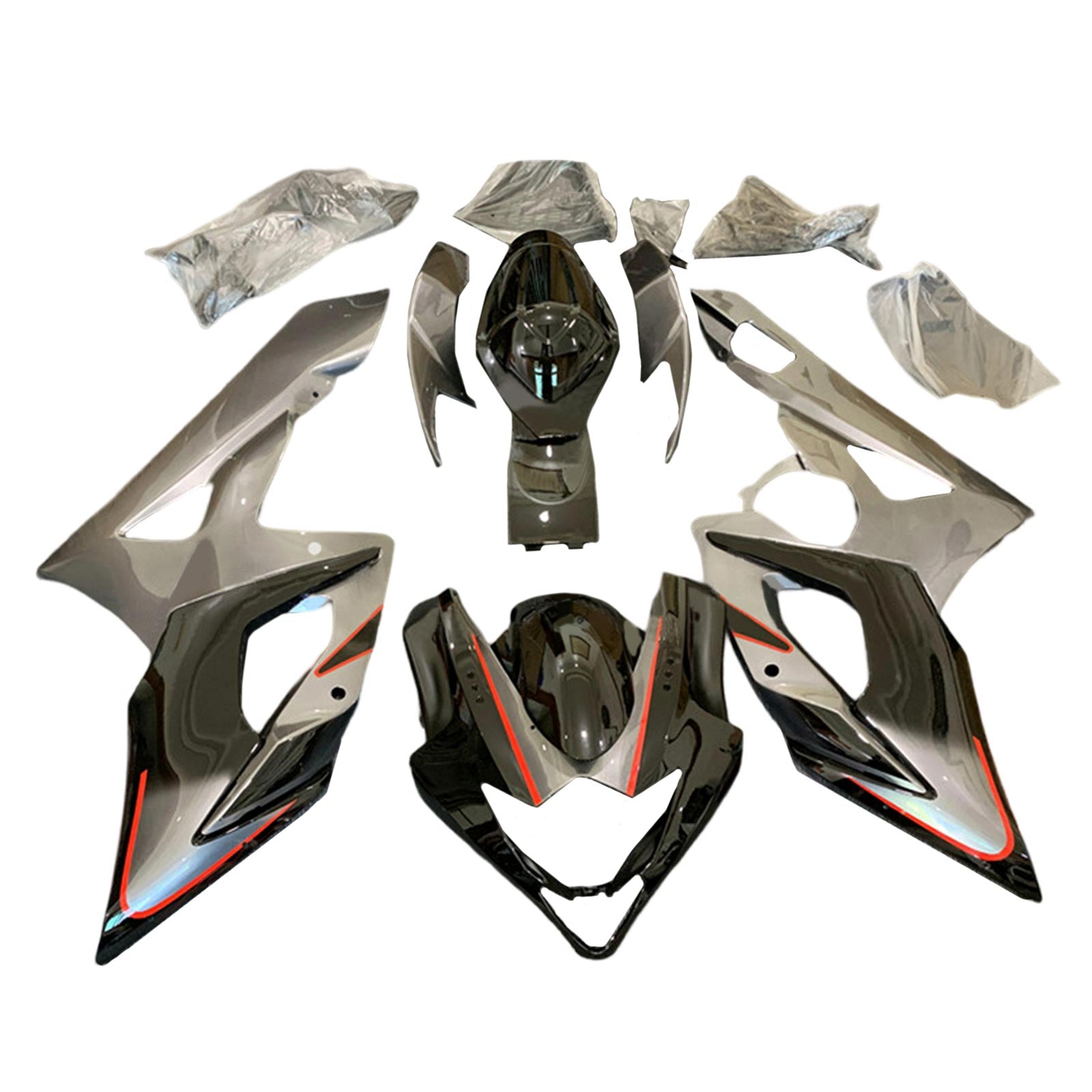 Amotopart Suzuki GSXR1000 K5 Noir 2005-2006&Kit de carénage gris Style1
