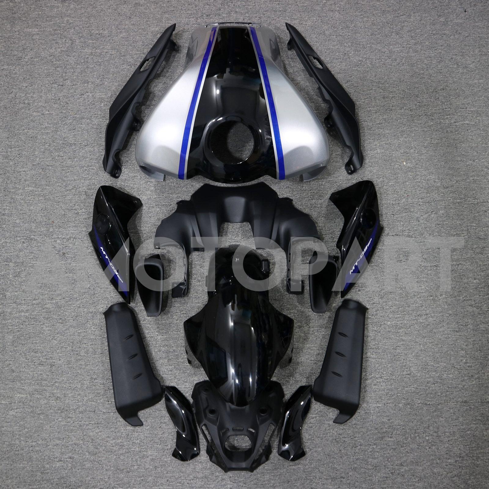 Amotopart 2021-2024 Yamaha MT-09 Black Silver Fairing Kit