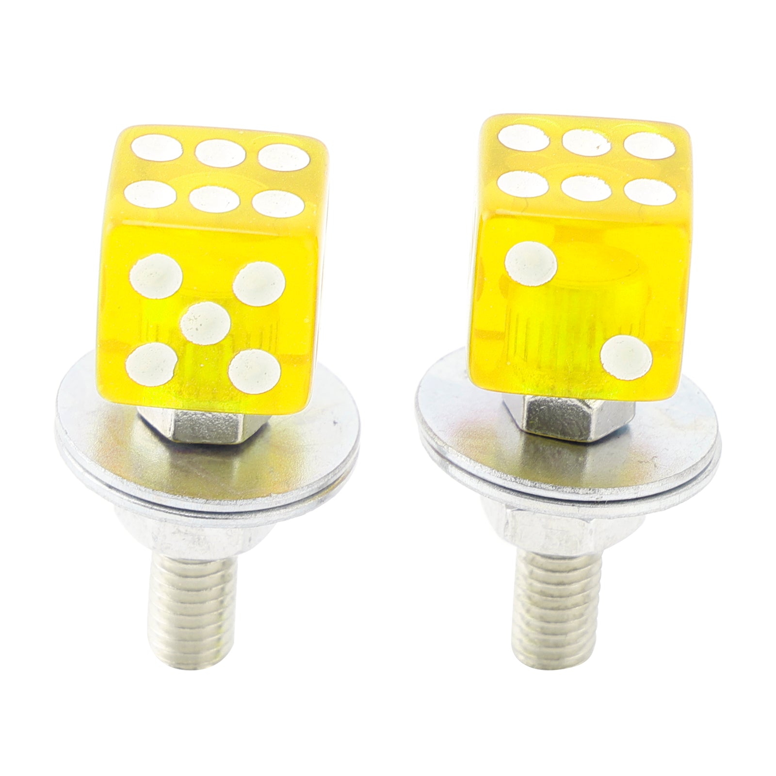 X4 M6 Plastic Custom Head Dice License Plate Frame Screws Bolts Hardware Yellow