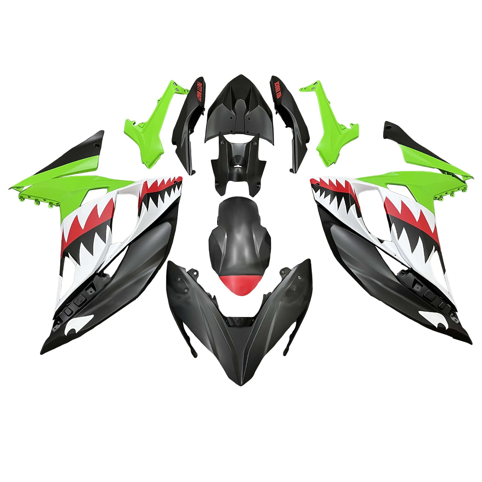 Amotopart 2017-2019 Kawasaki Ninja 650R ER6f Schwarzes grüne Rotverkleidung Kit