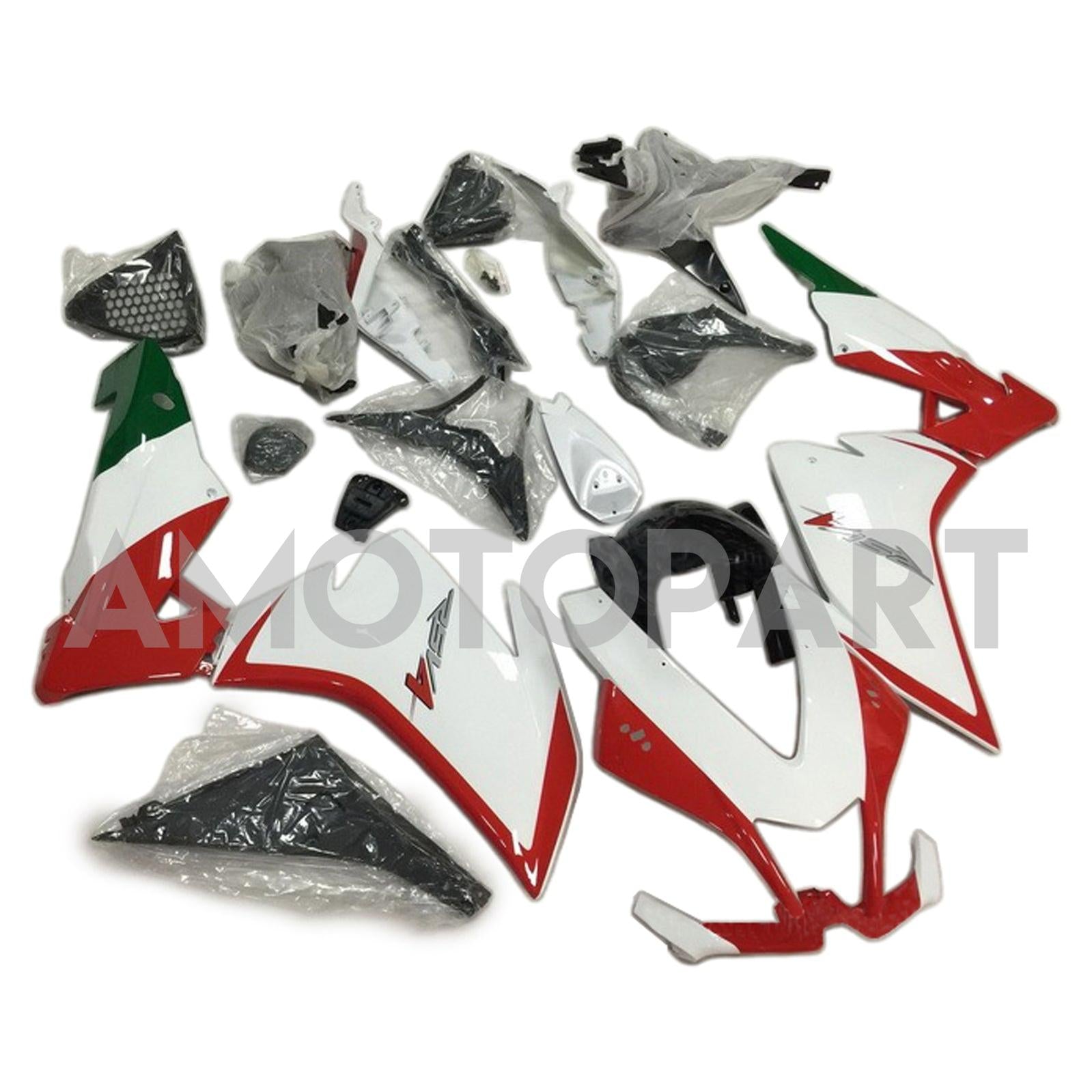 Amotopart 2009-2015 RSV4 1000 アプリリア ホワイト&レッド スタイル2 フェアリングキット