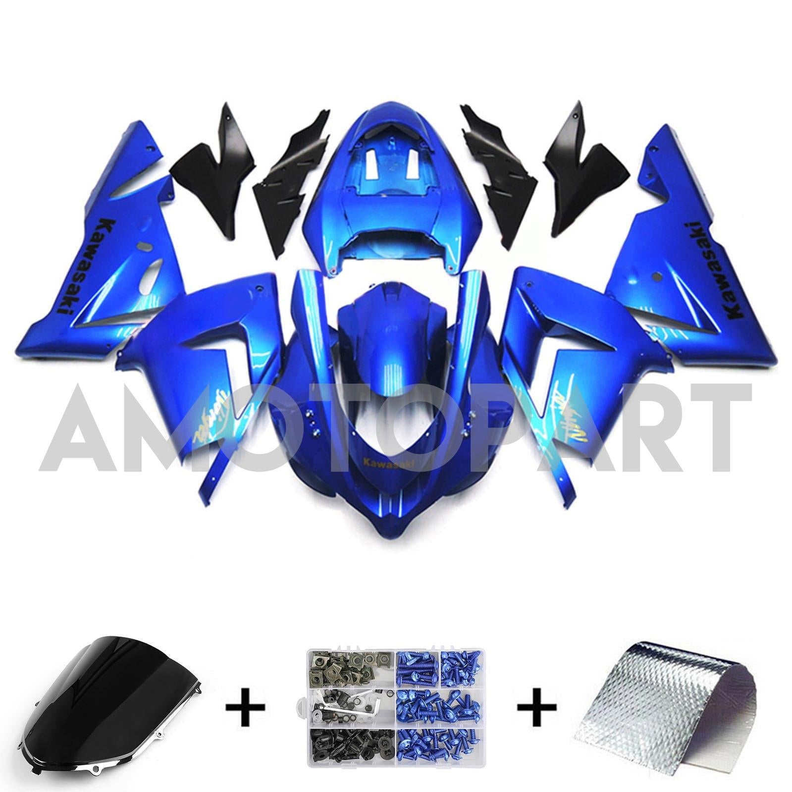 Amotopart 2004-2005 ZX10R Kawasaki Blue Fairing Kit