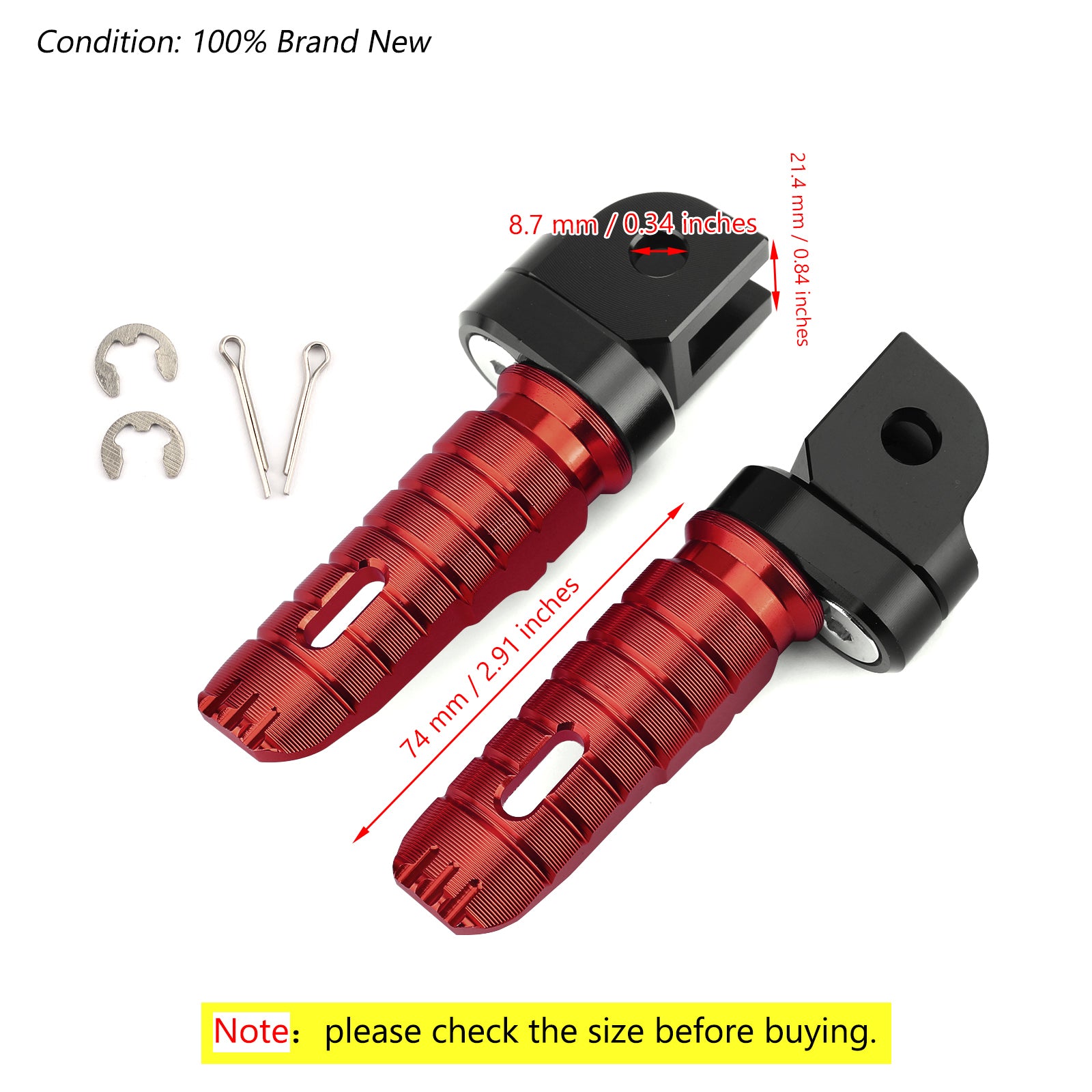 Reposapiés delanteros para HONDA CB125R CBR250RR CBR1000RR CB600F CB1100/RS/SX Rojo