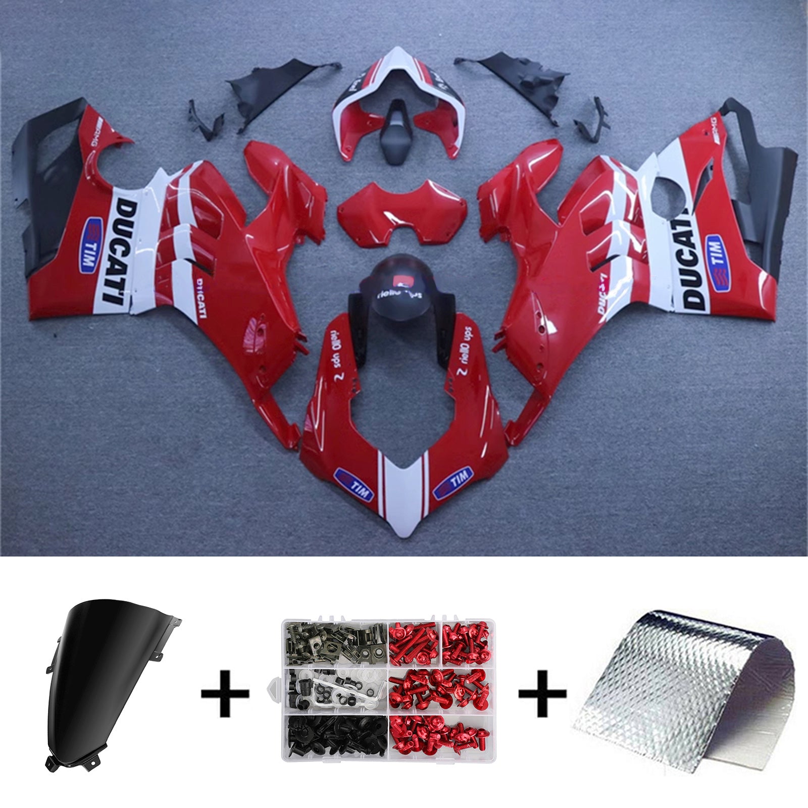 AMOTOPART DUCATI 20-21 PANIGALE V4 V4Sホワイトレッドブラックフェアリングキット