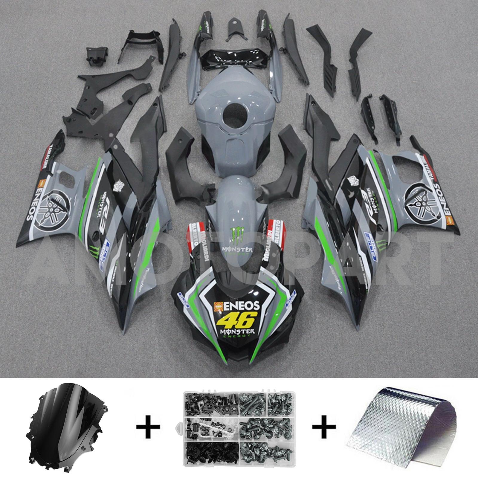 Amotopart 2022-2024 Yamaha YZF-R3 & R25 Black Grey Fairing Kit