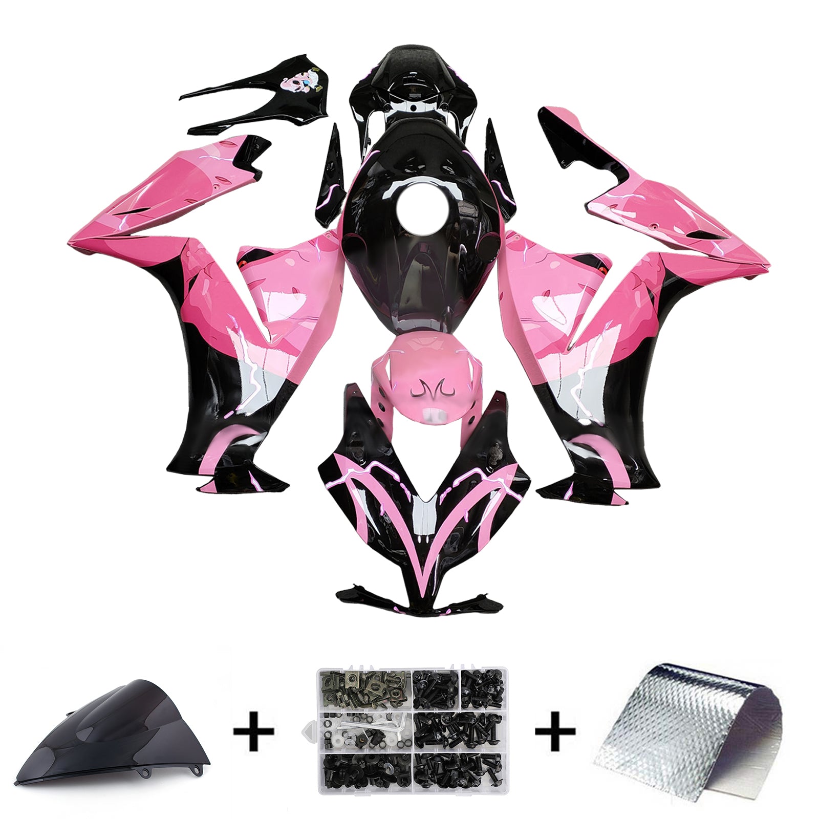 Amotopart 2012-2016 Honda CBR1000rr Kit de carénage rose noir