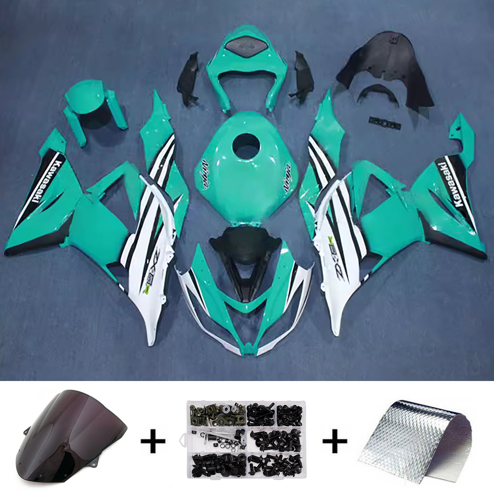 Amotopart 2013-2018 Kawasaki ZX6R 636 Light Green Fairing Kit
