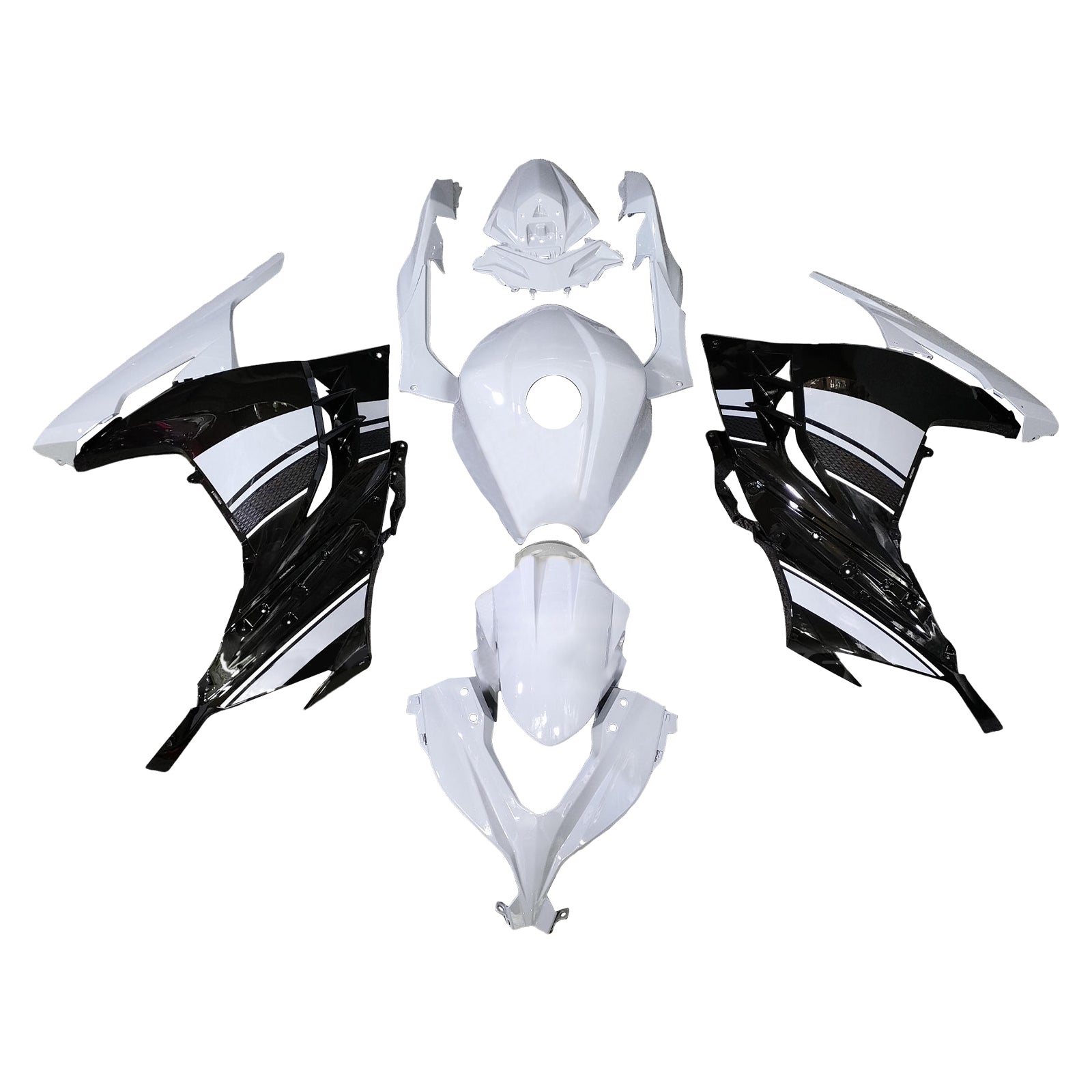 Amotopart 2013-2024 Kawasaki EX300 Ninja300 White Black Fairing Kit