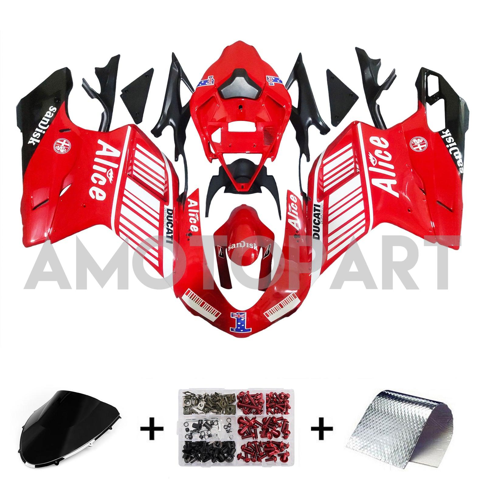 Amotopart 2007-2011 Ducati 1098/1198/848 Red Black White Fairing Kit