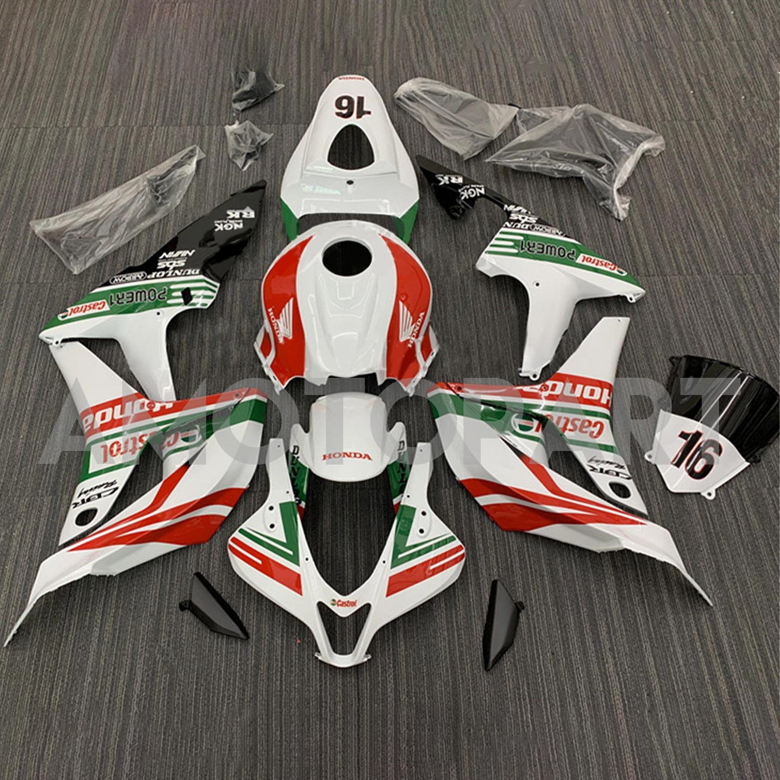 Amotopart 2007-2008 Honda CBR600RR White Red Green Fairing Kit