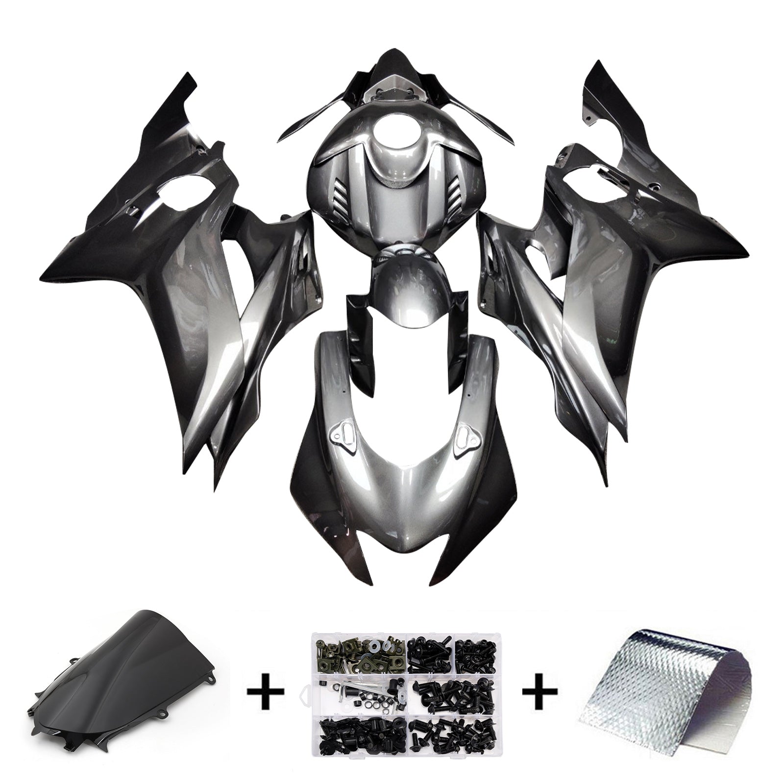 Amotopart 2017-2023 Yamaha YZF-R6 Grey Black Fairing Kit