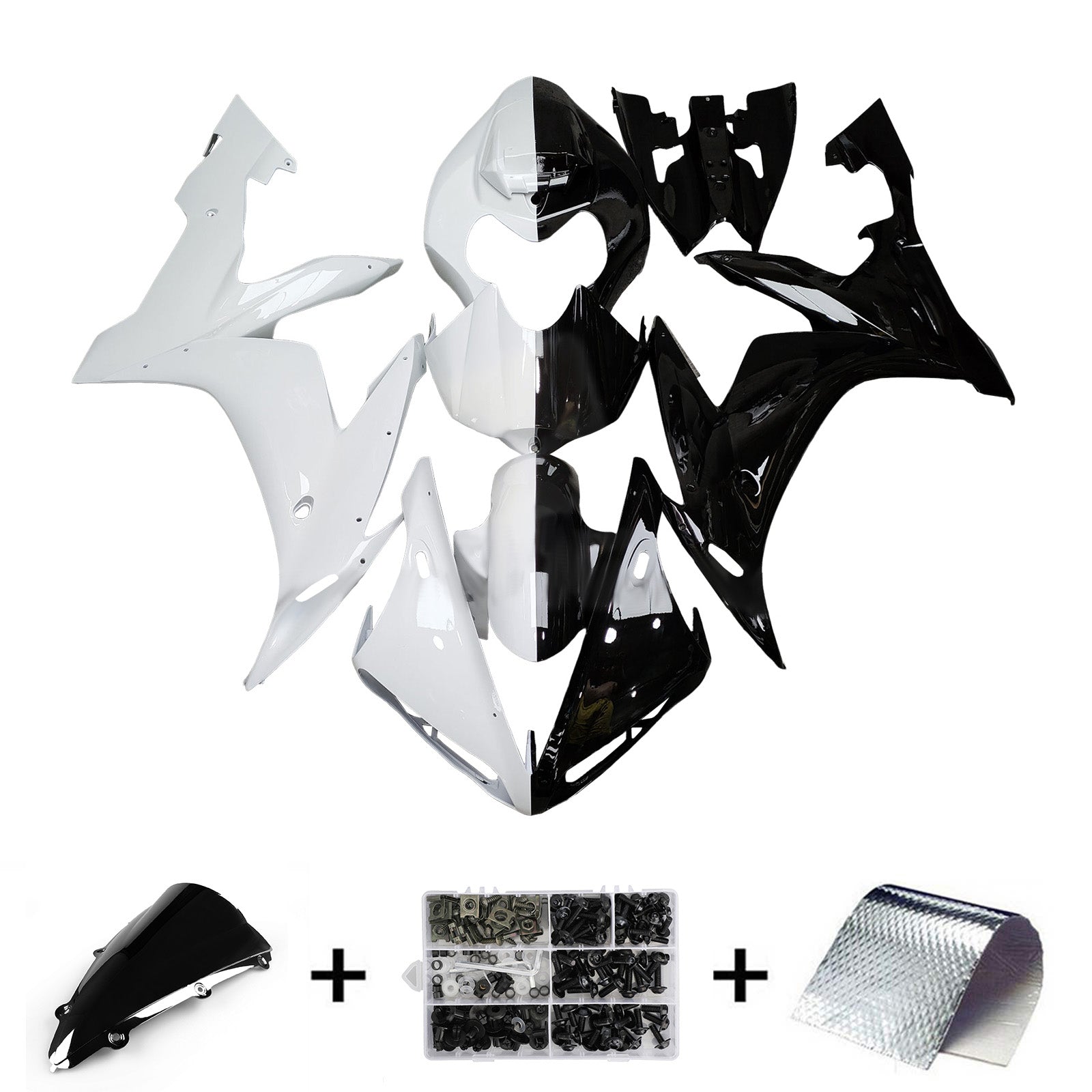 Amotopart 2004-2006 Yamaha YZF-R1 White Black Fairing Kit