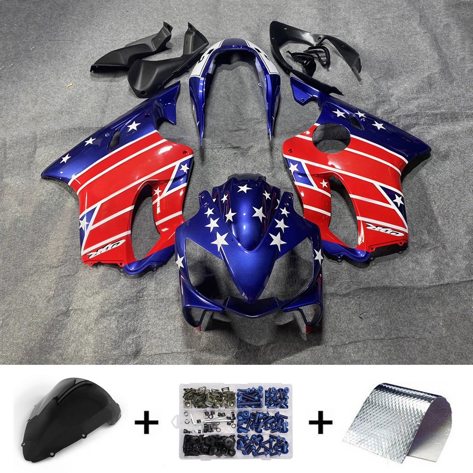 Amotopart 2004-2007 Honda CBR600 F4i Blue/Red Fairing Kit