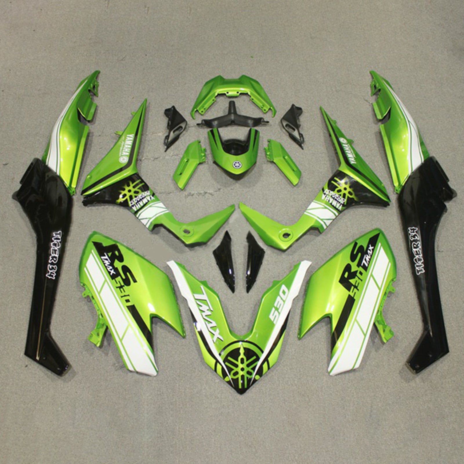 Amotopart 2017–2018 Yamaha T-Max TMAX530 Verkleidung, Grün&Schwarzes Kit