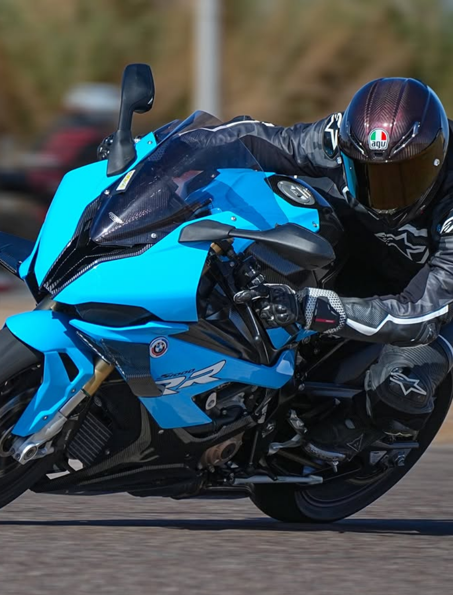 Amotopart 2019-2022 BMW S1000RR Carbonfasermuster Blaues Abzugskit