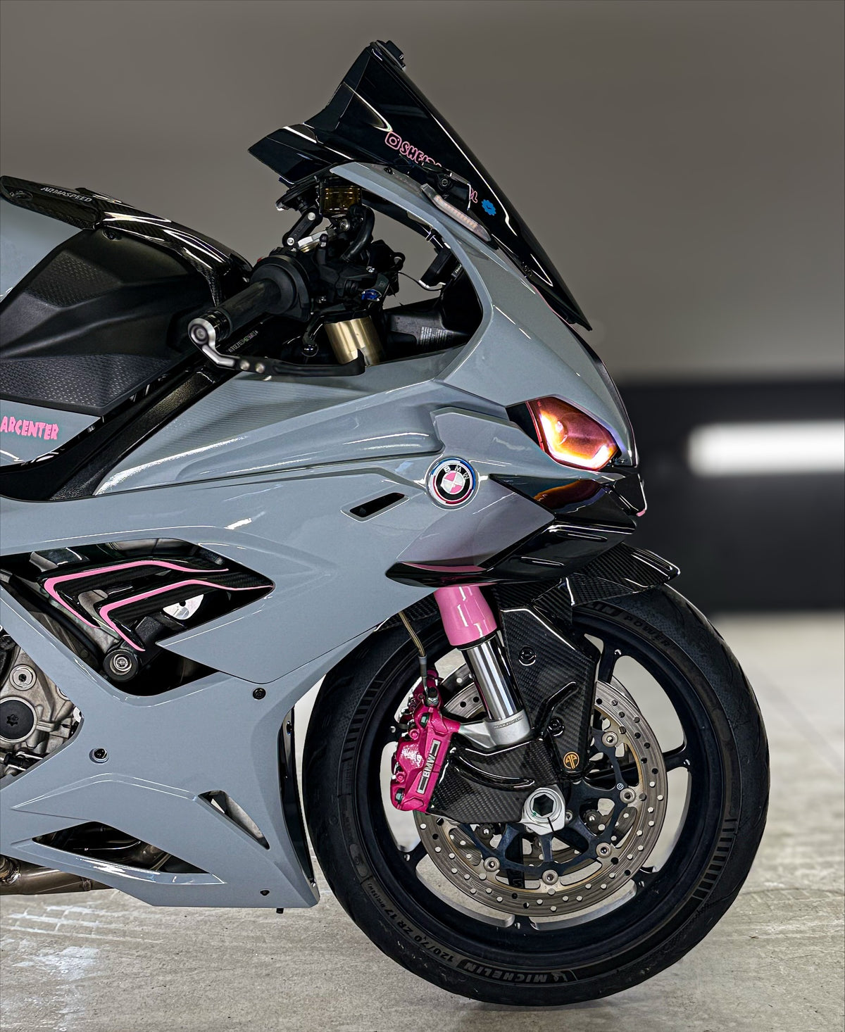Amotopart 2019-2022 BMW M1000RR S1000RR Grå Pink Fairing Kit