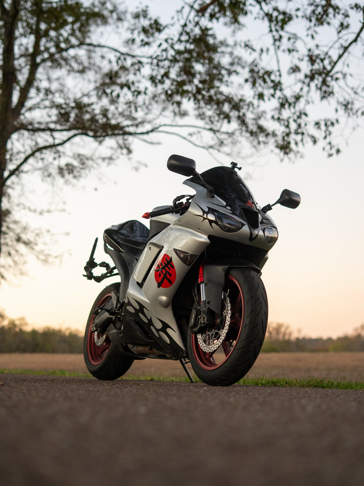 Amotopart 2007–2008 Kawasaki ZX6R 636 Silber Rot Verkleidungsset