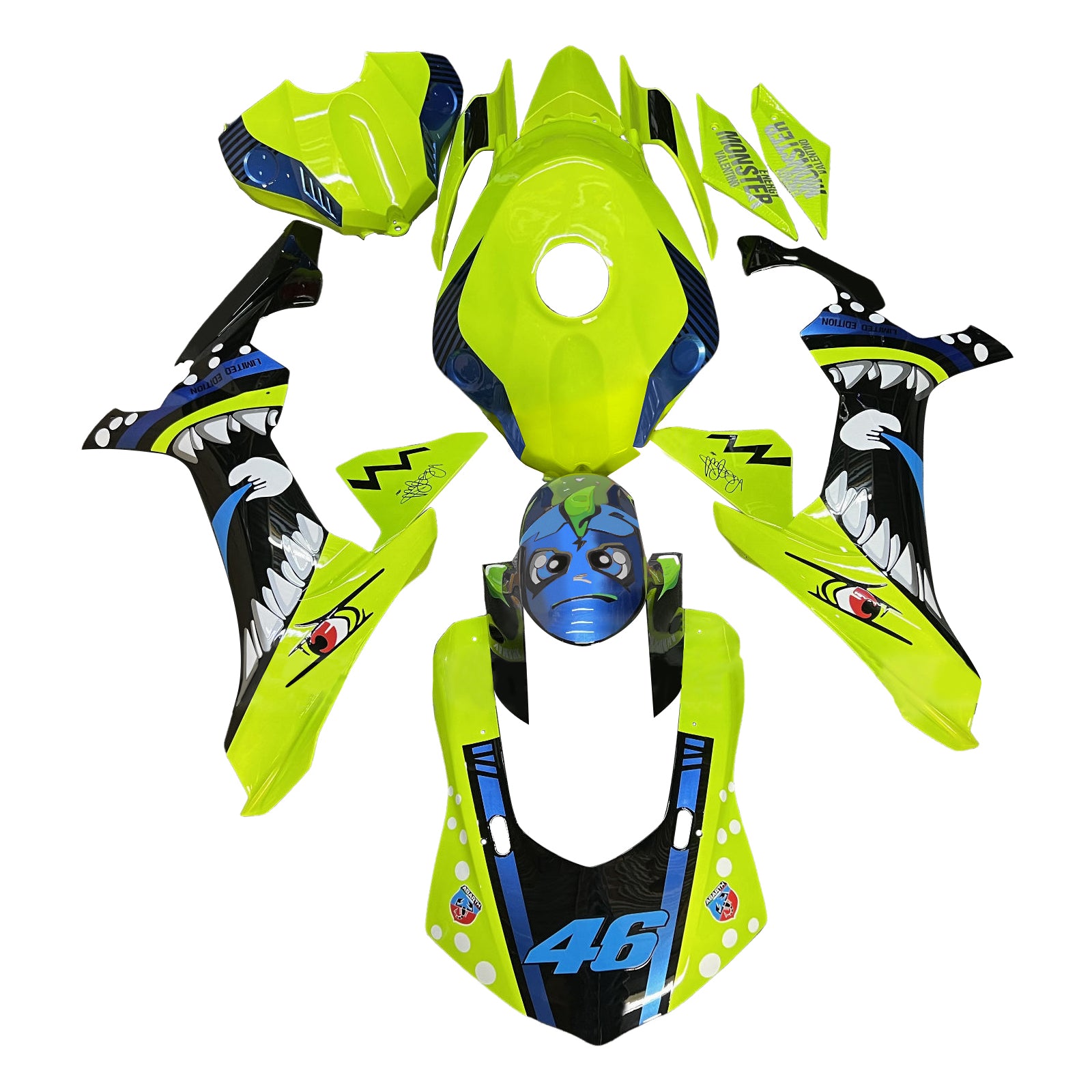 Amotopart 2015-2019 Yamaha YZF-R1 Yellow & Black Fairing Kit