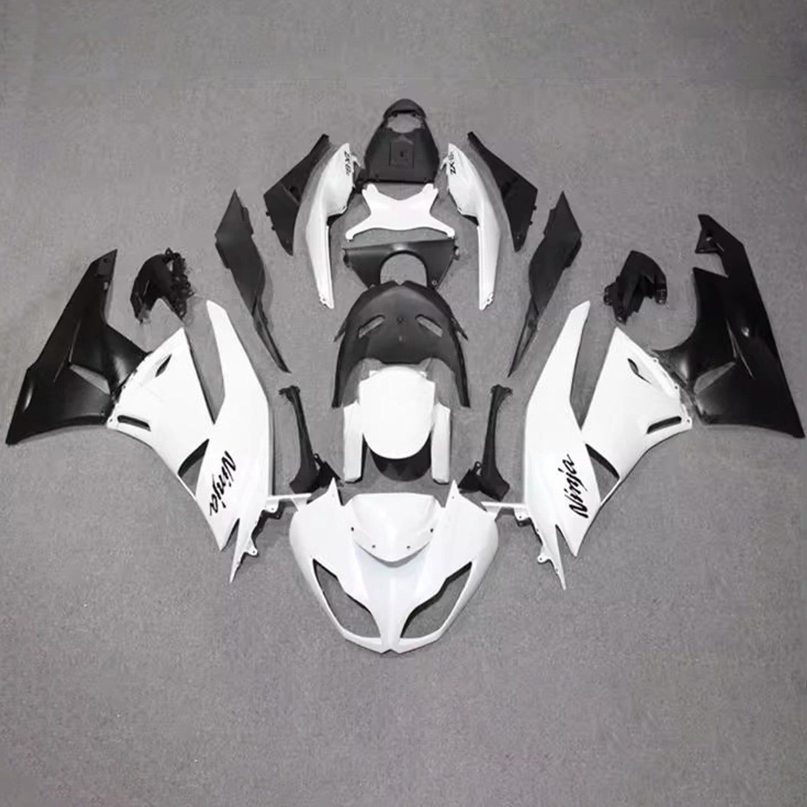 Amotopart 2009-2012 Kawasaki ZX6R 636 Black White Fairing Kit