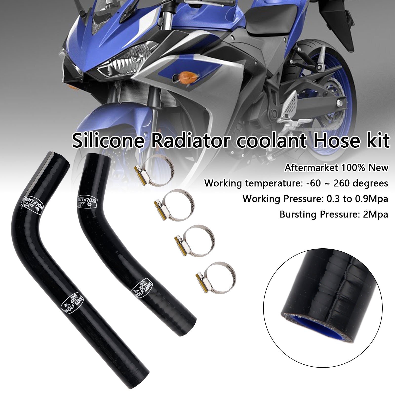 2015-2024 Yamaha MT-03 MT-25 YZF R3 R25 Mangueira de resfriador de radiador de silicone R25