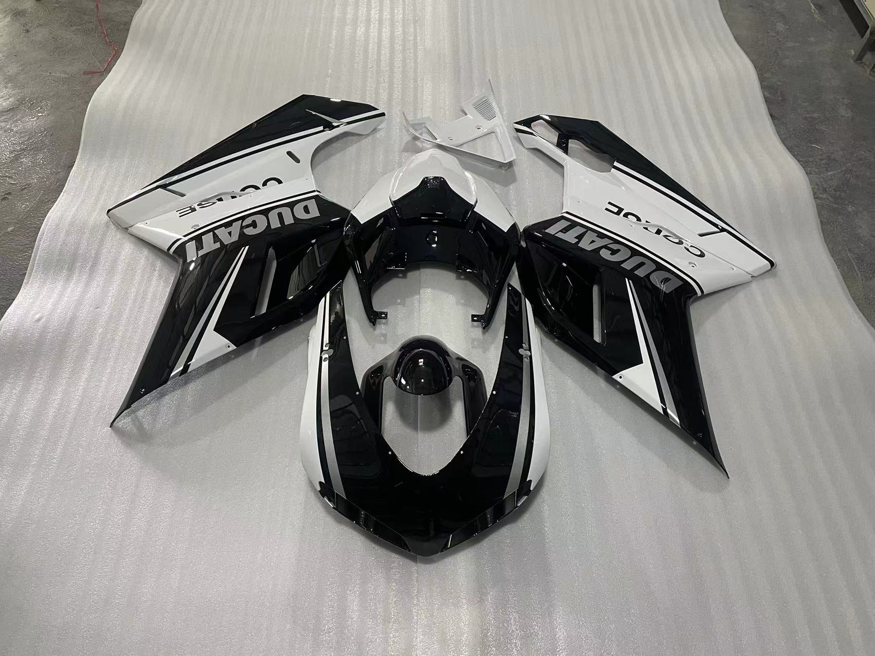 Amotopart Ducati alla år 1098/1198/848 Black Mix White Fairing Kit
