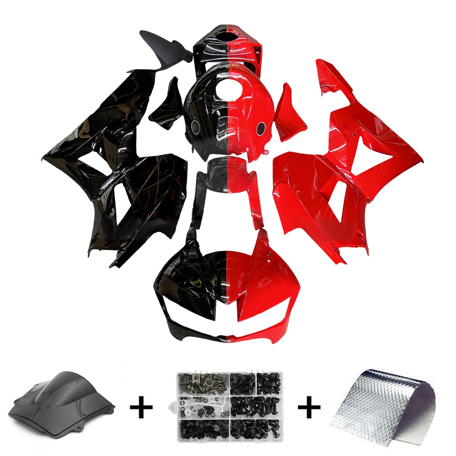 Amotopart 13-25 version américaine & Kit de carénage noir et rouge pour Honda CBR600RR version européenne 13-23