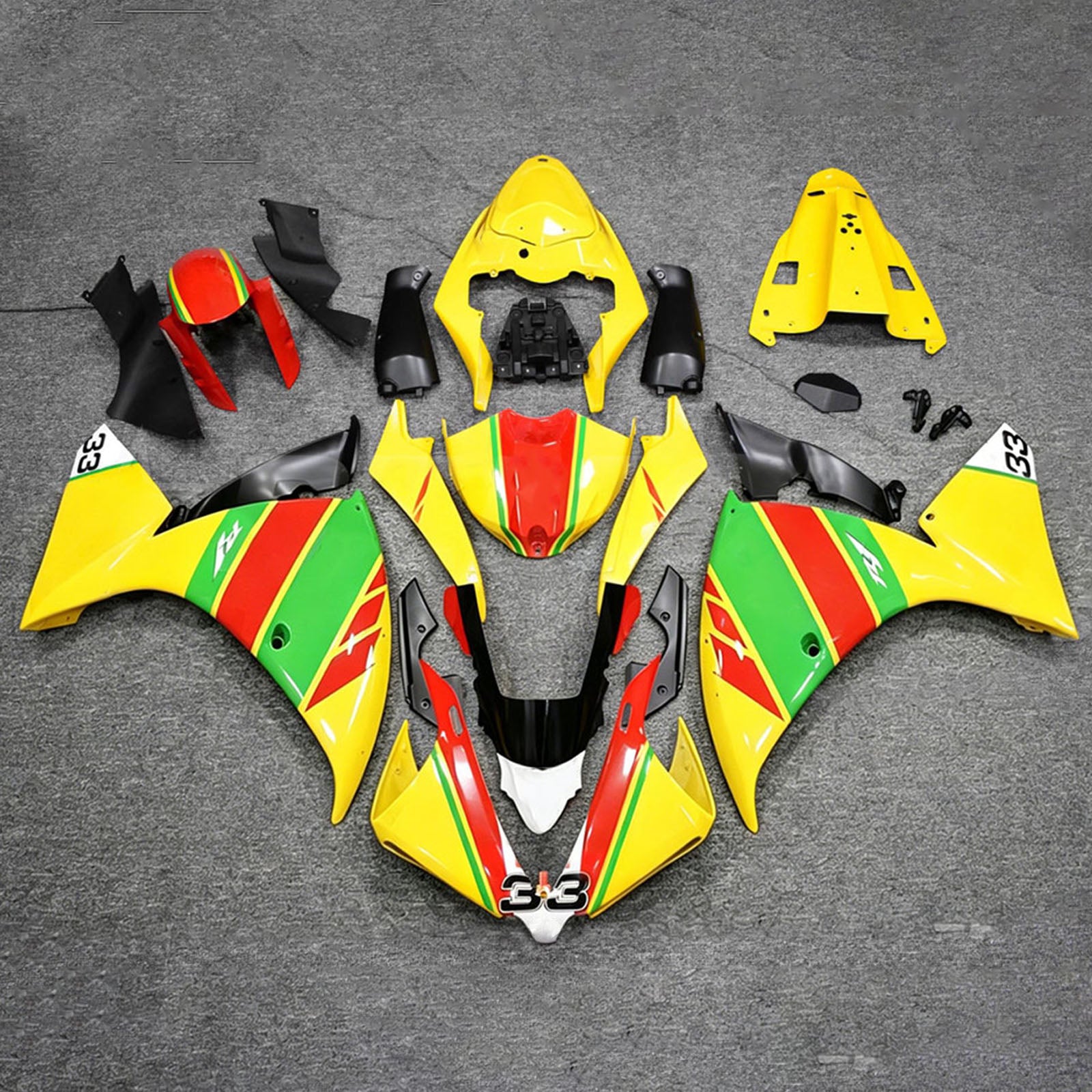 Amotopart 2012-2014 Yamaha YZF-R1 Yellow Fairing Kit