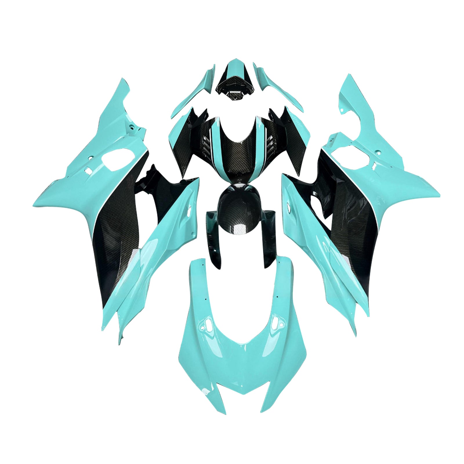 Amotopart 2017-2023 Yamaha YZF-R6 Carbon Fiber Pattern Light Blue Fairing Kit