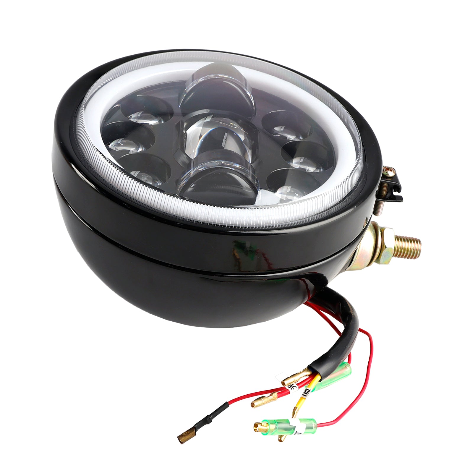 Motorcycle 5.75" Headlight Lamp Spotlight Universal 9-Bulbs Black #83