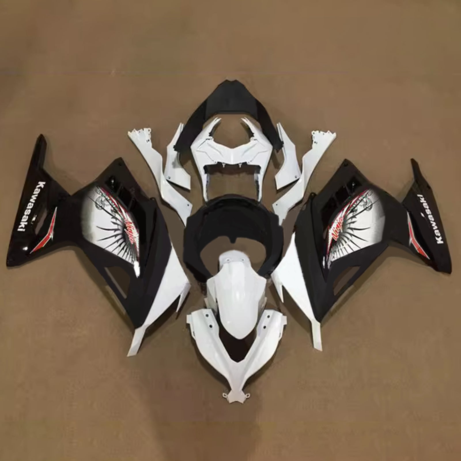 Amotopart 2013-2024 Kawasaki EX300/Ninja300 Black White Red Fairing Kit