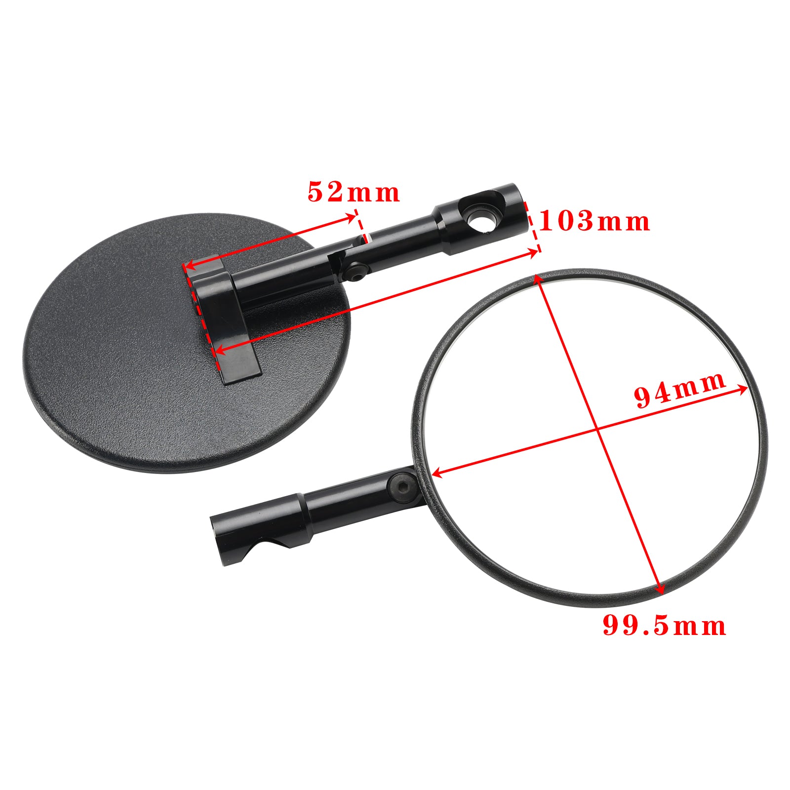 Handlebar end mirror SUPERBIKE mirrors - Black - Round For Supermoto Enduro