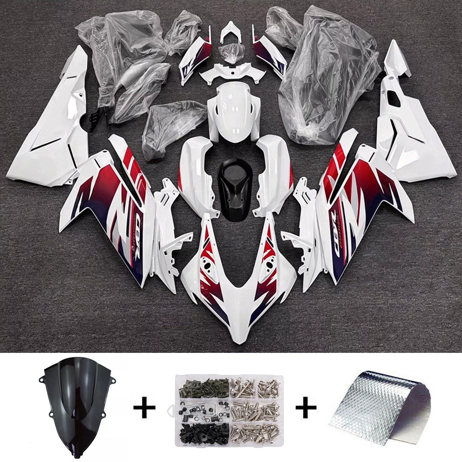 Amotopart 2023-2024 Honda CBR250RR White Fairing Kit