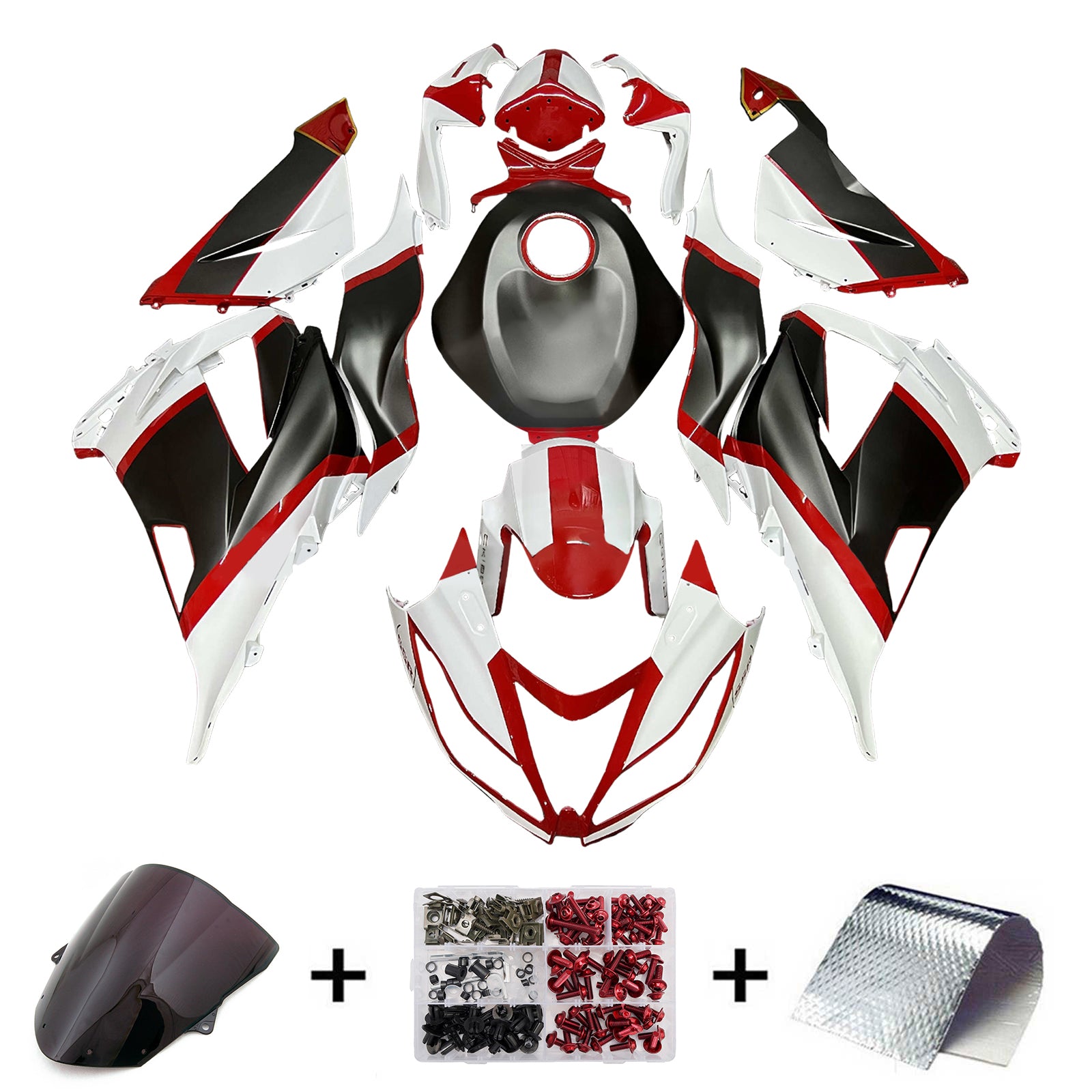 Amotopart 2013-2018 Kawasaki ZX6R 636 Red Black White Fairing Kit