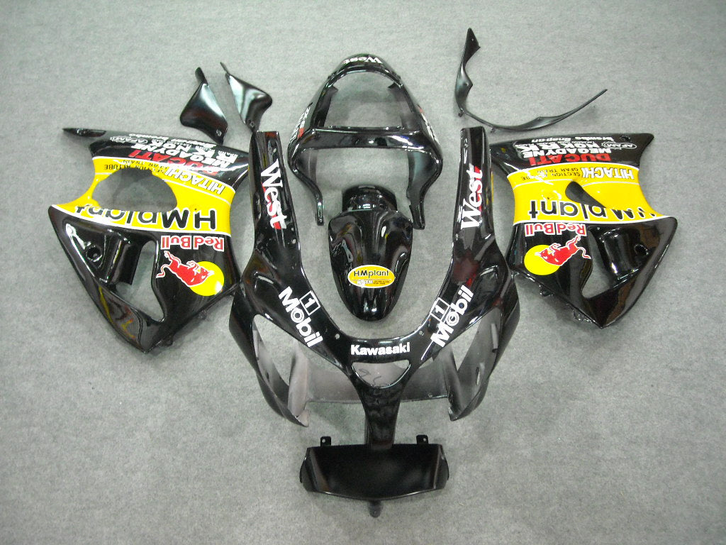 Amotopart Kawasaki 2000-2002 ZX6R 636 & 2005-2008 ZZR600 Black Fairing Kit