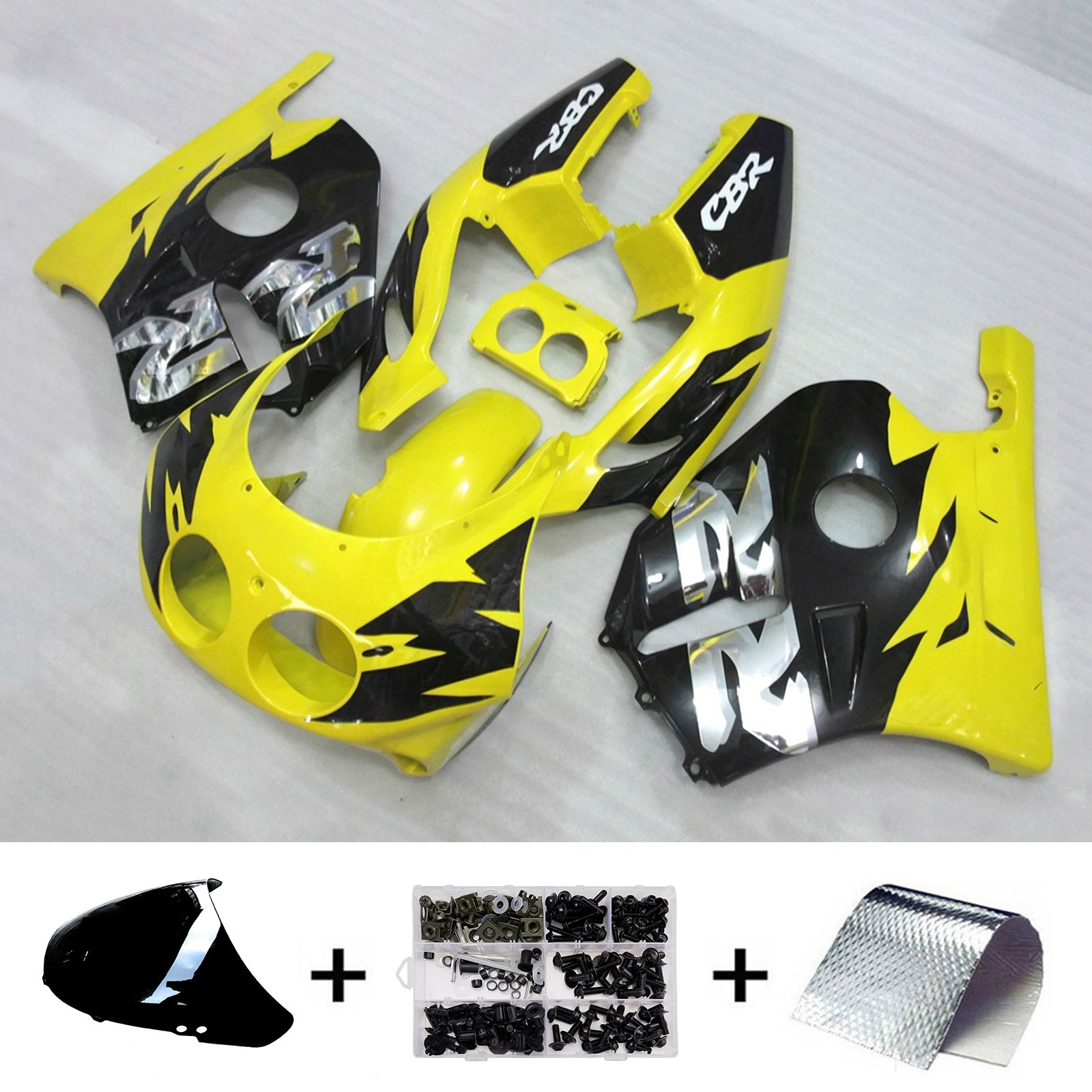 Amotopart 1990-1998 Honda CBR250RR MC22 Yellow/Black Fairing Kit