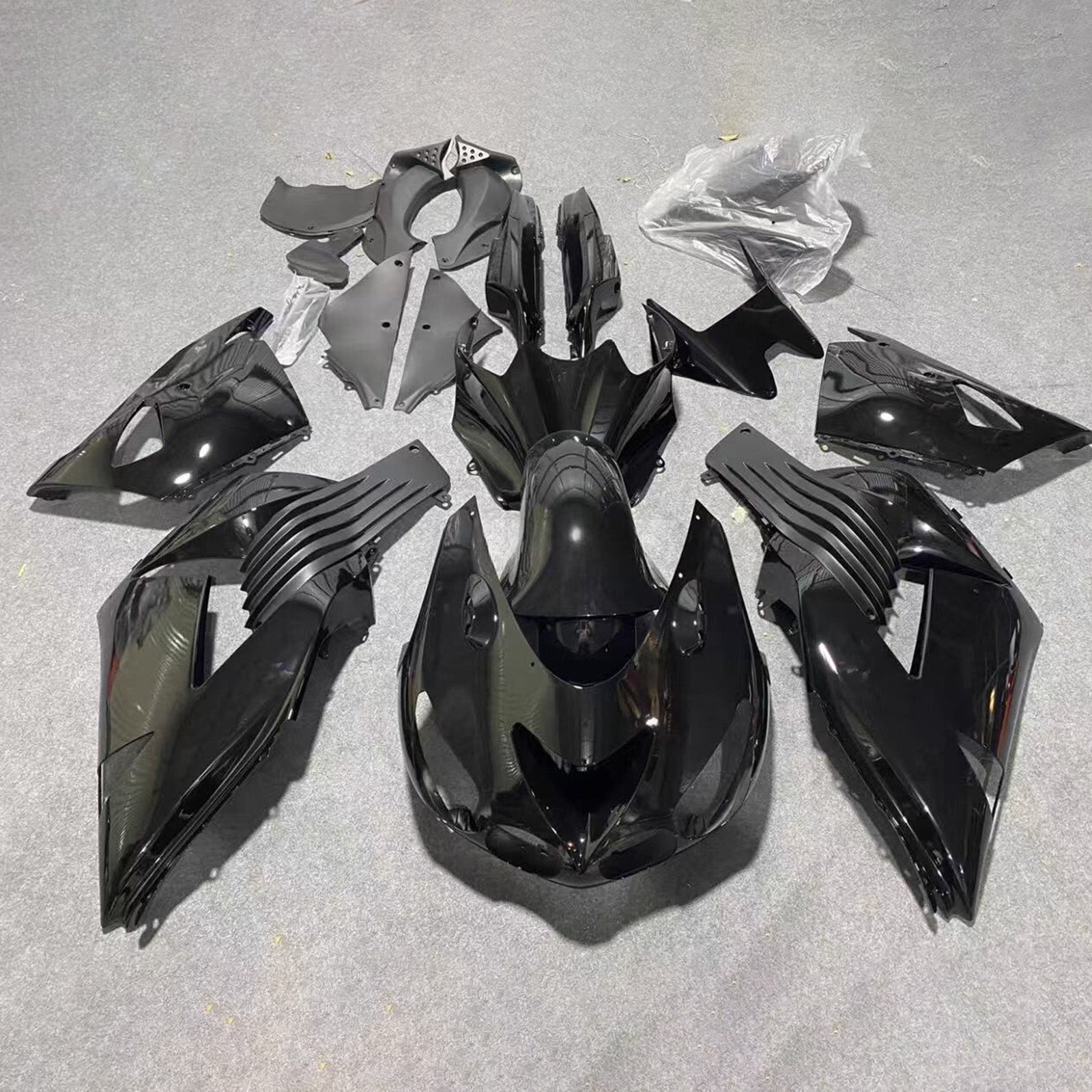 Amotopart 2006-2011 Kawasaki ZX14R ZZR1400 Glossy Black Fairing Kit