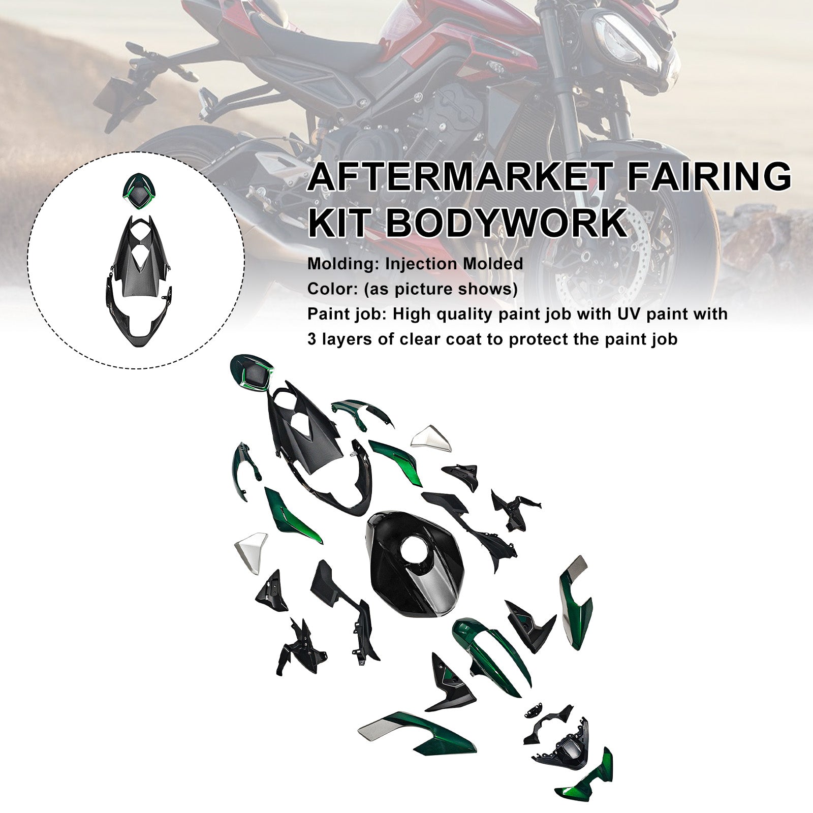 Amotopart 2023–2025 Triumph Street Triple 765 R/RS Verkleidungsset-Kollektion