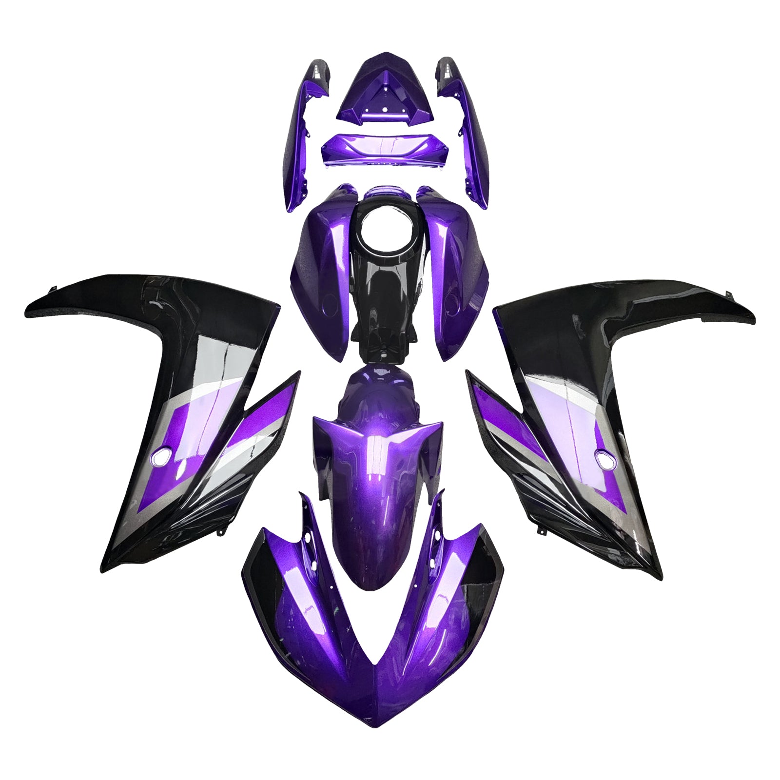 Amotopart Yamaha 2014-2018 YZF R3 2015-2017 YZF R25 Purple & Black Fairing Kit