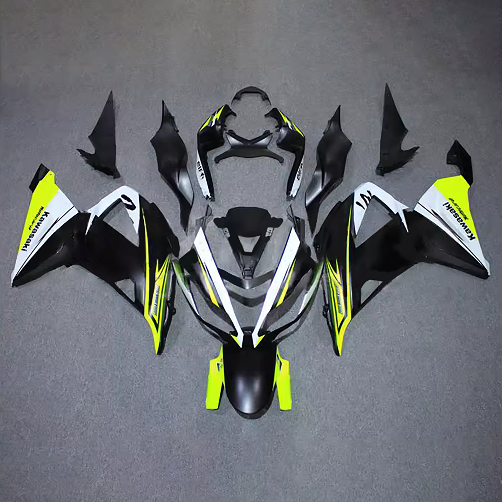 Amotopart 2013-2018 Kawasaki ZX6R 636 Black White Yellow Fairing Kit