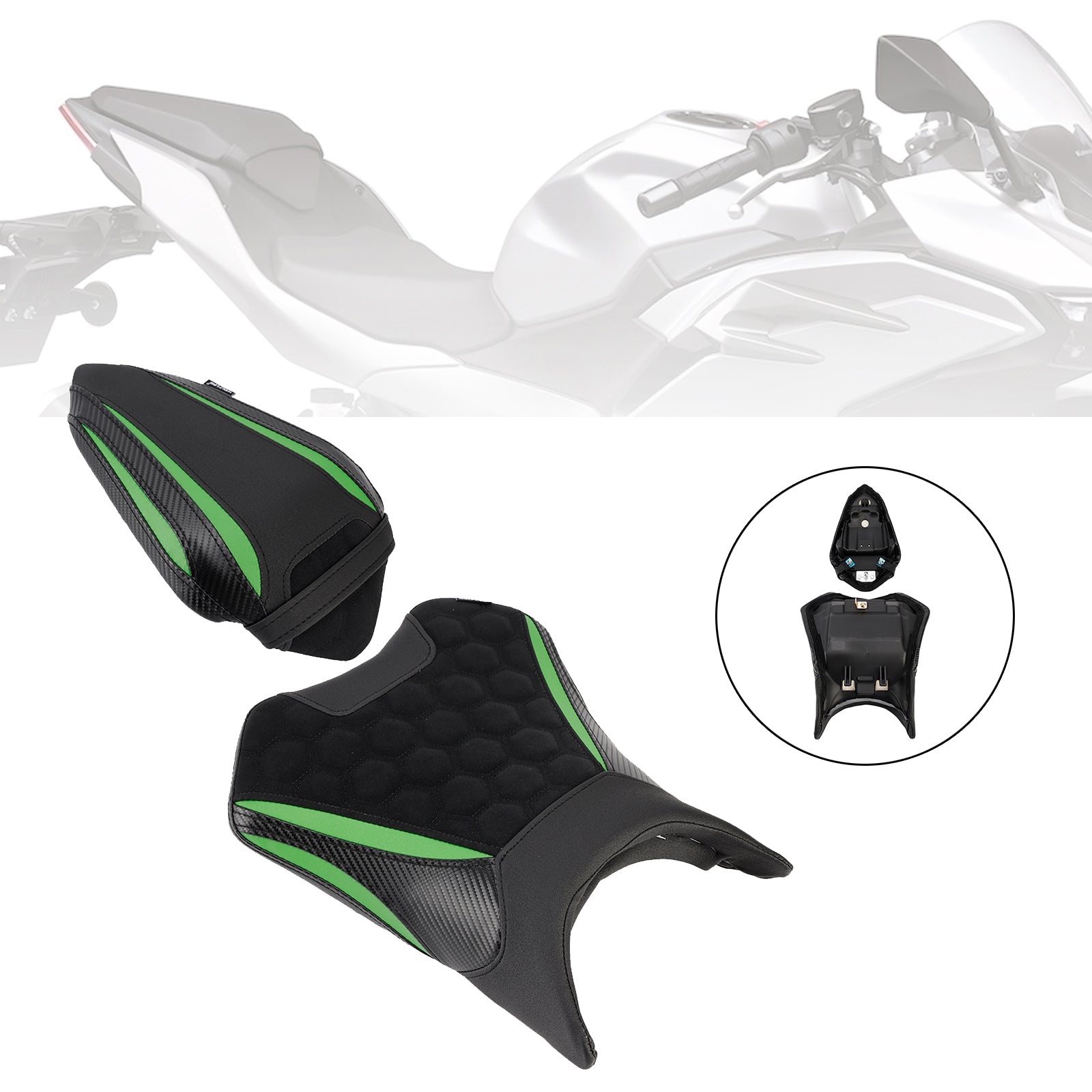 24-25 Kawasaki Ninja 500 Z500 Lower Front W/ Rear Seat Driver Pillion Black2