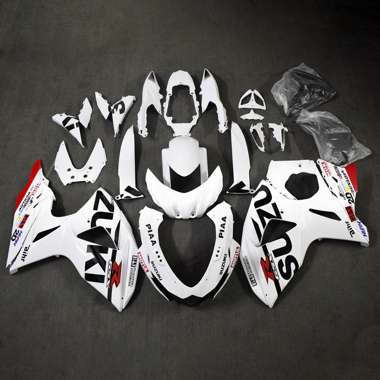 Amotopart 2009-2016 Suzuki GSXR1000 White Black Red Fairing Kit