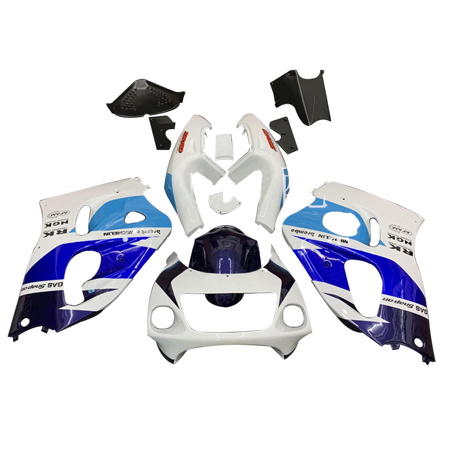 Amotopart Suzuki GSXR600 1996-2000 GSXR750 1996-1999 Bleu&Kit de carénage blanc Style1